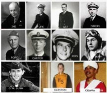 Presidents in their uniforms. Notice the lower right president.